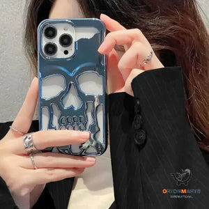 Luxury Plating 3D Skull Phone Case with Breathable Design