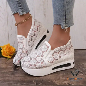 Lace Mesh Flats with Inner Heightened Platform