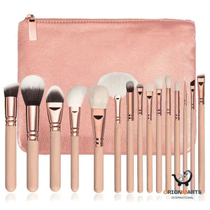 15 Makeup Brush With Bag Rose Gold Makeup Brush