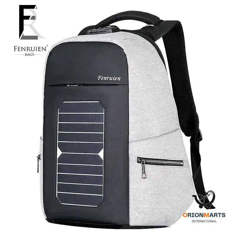 Men’s Anti-Theft Backpack with Solar Charging and Double