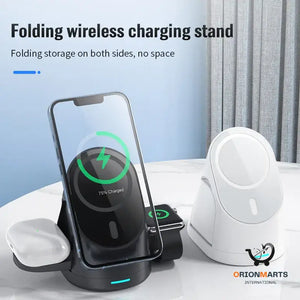 Compact and Foldable Magnetic Wireless Charger with 3-in-1