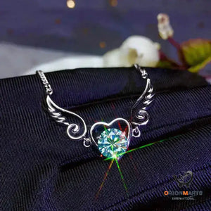 Moissan Diamond Heart Angel Wing Bracelet