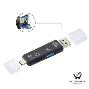 Portable 5 in 1 Memory Card Reader Adapter for Mobile Phones