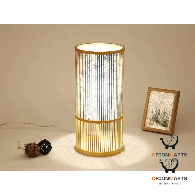 Adjustable Bamboo Woven Table Lamp for Tea Rooms and Studies