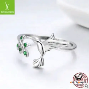 Korean Style Adjustable Sterling Silver Bird Ring