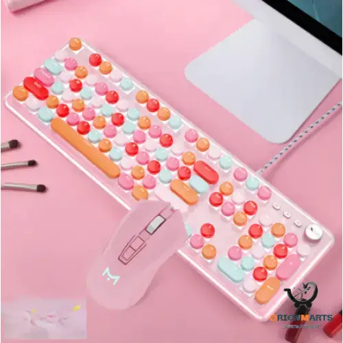 Macaron Wired Keyboard & Green Axis Mouse Set