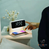 3-in-1 Wireless Charging Bedside Lamp with Alarm Clock
