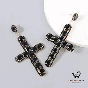 Fashion Diamond Rhinestone Cross Earrings