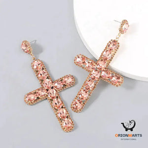 Fashion Diamond Rhinestone Cross Earrings