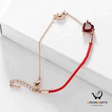 Animal Red String Bracelet with Red Zircon Peach Heart
