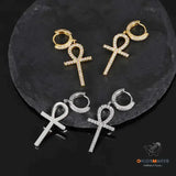 Ankh Key Cross Stud Earrings