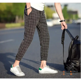 Casual Ankle-Length Plaid Pants