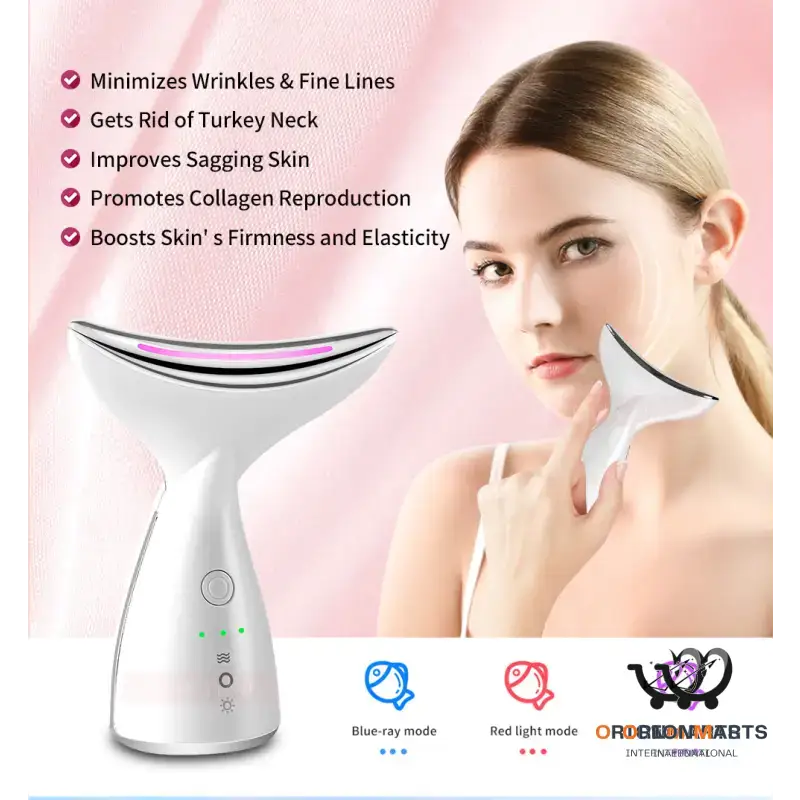 EMS Microcurrent Neck Face Beauty Device With 3 Colors LED