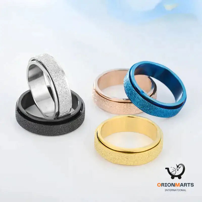 Turnable Rainbow Anxiety Ring - Silver Color Stress Relief