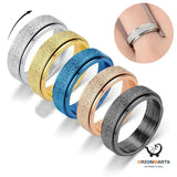 Turnable Rainbow Anxiety Ring - Silver Color Stress Relief