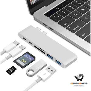USB Type C Hub with TF SD Card Reader and PD Power for Apple