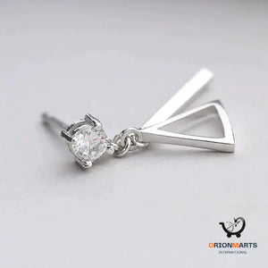 Asymmetric Sterling Silver Triangle Earrings with Diamonds