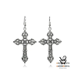 Vintage Bohemian Gothic Baroque Cross Earrings