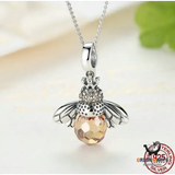 Crystal Bee Sterling Silver Necklace Pendant
