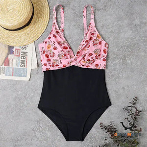 Color Matching Slimming One-piece Bikini Swimsuit for Women