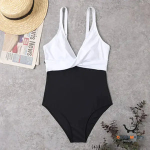 Color Matching Slimming One-piece Bikini Swimsuit for Women
