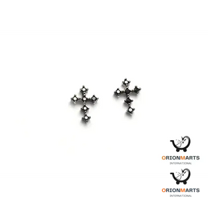 Men’s Black Diamond Cross Ear Studs
