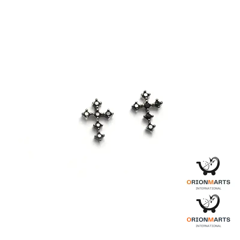 Men’s Black Diamond Cross Ear Studs