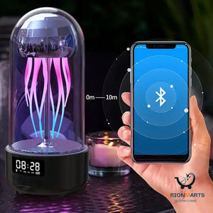 3-in-1 Colorful Jellyfish Lamp with Clock Bluetooth Speaker