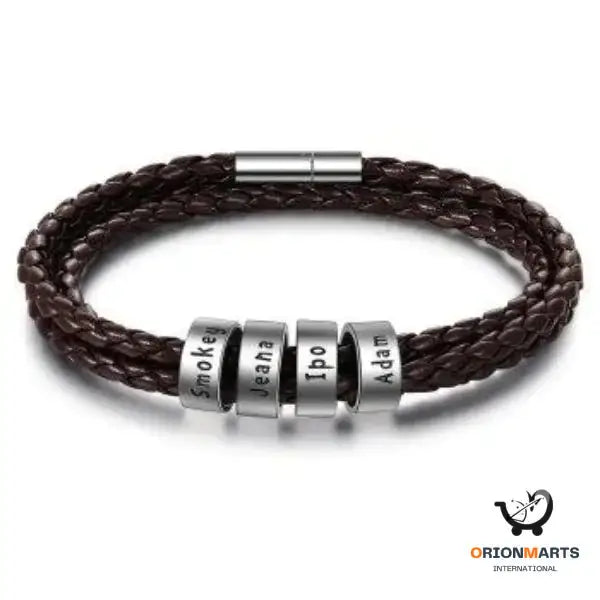 Personalized Braided Leather Bracelet
