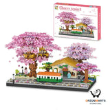 Cherry Blossom Tree House Building Blocks Toy with Diamond