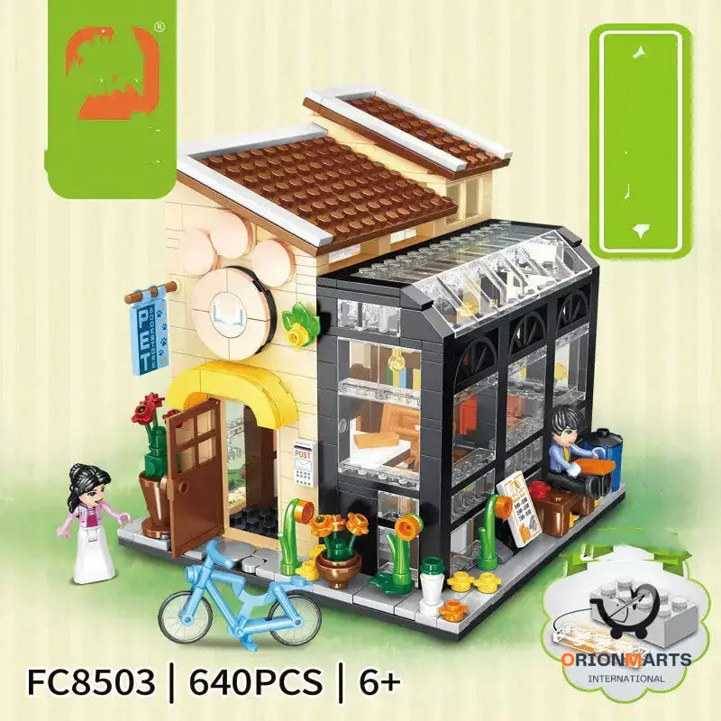 Coffee Shop Building Blocks Model Toy for Kids