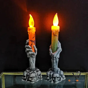Skeleton Ghost Holding Candle Halloween Decor