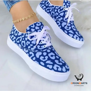 Lace-up Flats Shoes Print Canvas Fashion Walking Sneakers