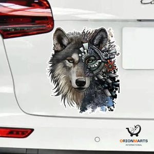 Cartoon Mechanical Wolf Head Car Sticker