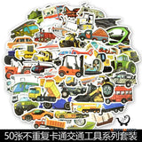 50 Cartoon Traffic Car Engineering Vehicle Stickers