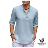 Men’s Cotton Linen Long Sleeve Shirt