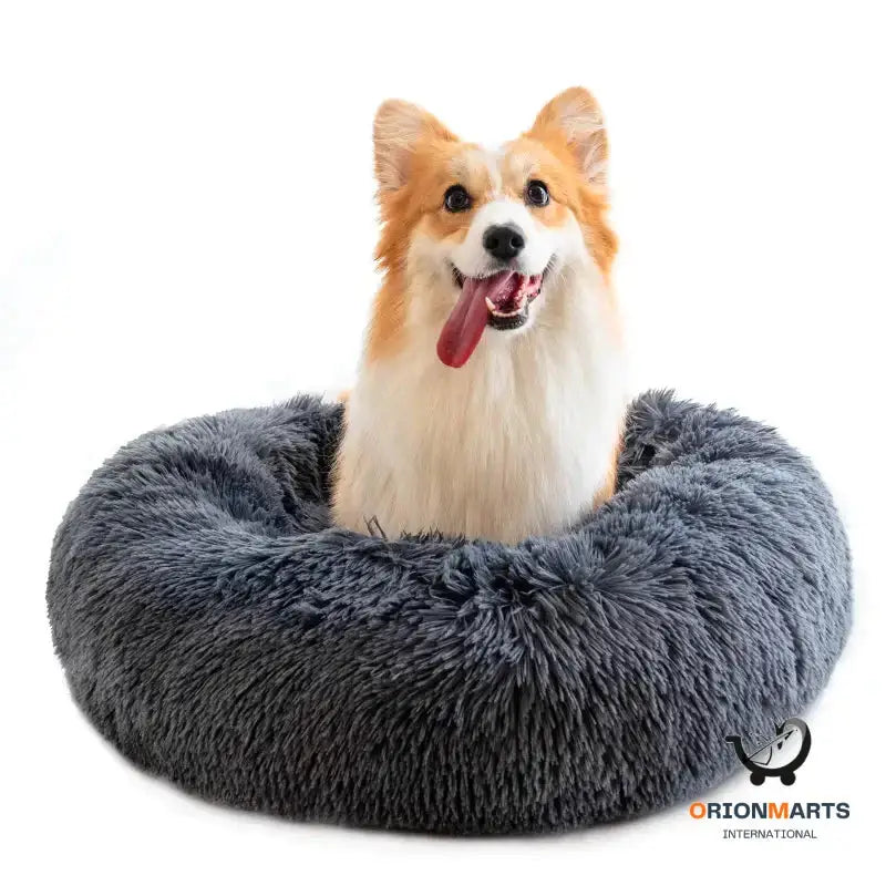 Round Plush Pet Bed for Dogs and Cats