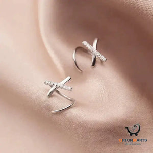 Unilateral Diamond Cross Earrings
