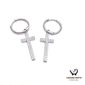 Silver Ring Cross Earrings