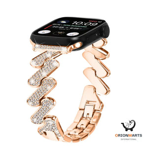 Classic Style Watch Band with Diamond Alloy