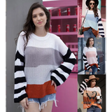 Color Stitching Loose Women’s Sweater