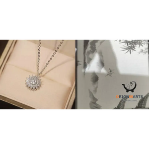 Rotatable Sunflower Diamond Necklace