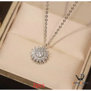 Rotatable Sunflower Diamond Necklace