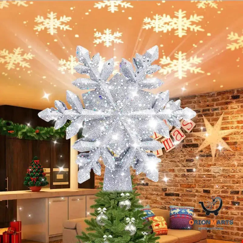 Lighted 3D Glitter Star Tree Topper