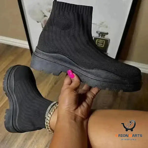 Fashion Sock Boots Platform Chunky Heels Shoes Women