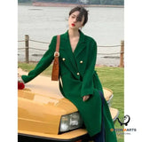 Coat Women’s Suit Collar Woolen Long Coat