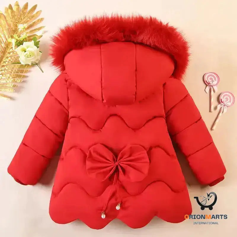 Winter Warm Fur Collar Cotton Jacket for Girls