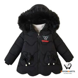 Winter Warm Fur Collar Cotton Jacket for Girls