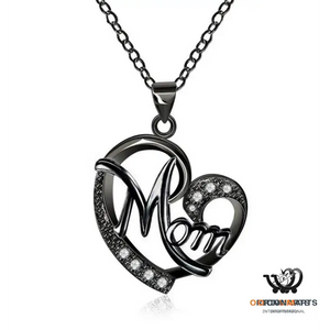 Color Separation Heart-shaped Diamonds Mom Necklace