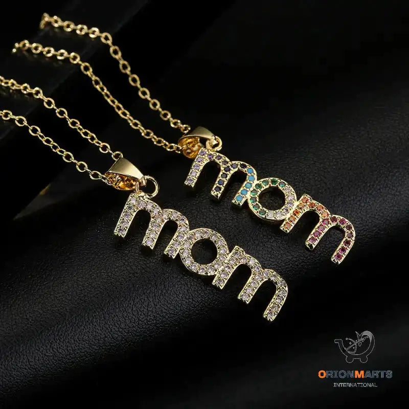Copper Plated Zircon MOM Pendant Necklace